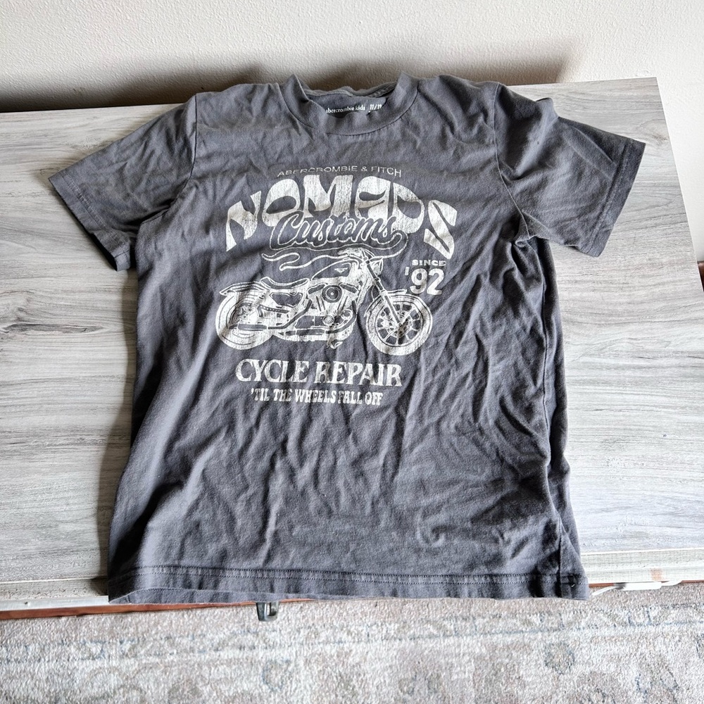 Abercrombie & Fitch Charcoal Gray Motorcycle Graphic Tee